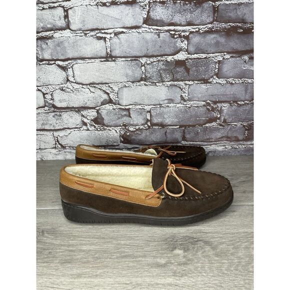 Cabela's Brown Suede Leather Slippers Moccasins Slip On Mens Size 10M US/43EU - Picture 5 of 16